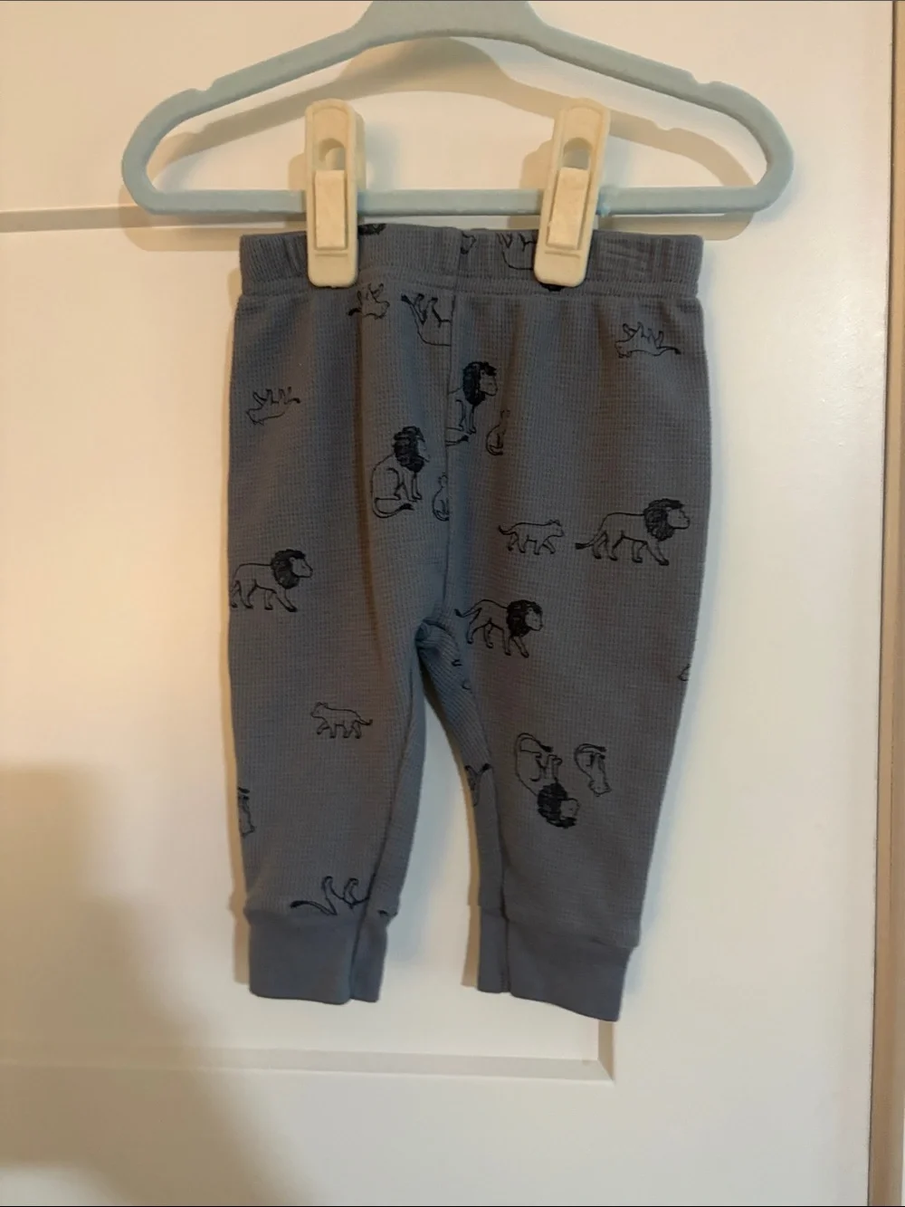 Carter’s Baby Boy Gray Sweatshirt & Jogger Waffle Knit Set with Animal Print